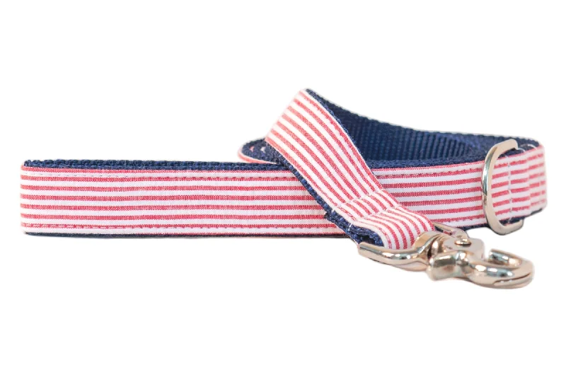 small breed dog carrier-Patriot Seersucker Dog Leash