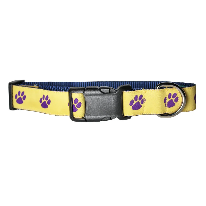 rabbit hay feeder-Tiger's Eye Gold Paw Prints Dog Collar