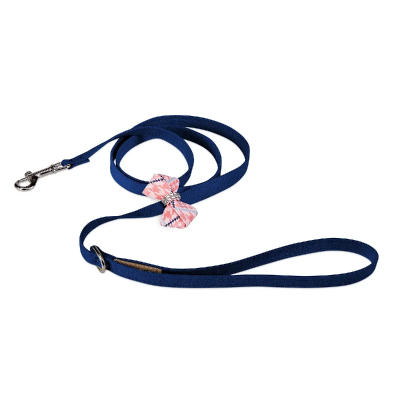 pet grooming tools-PeachesNCream Glen Houndstooth Nouveau Bow Leash