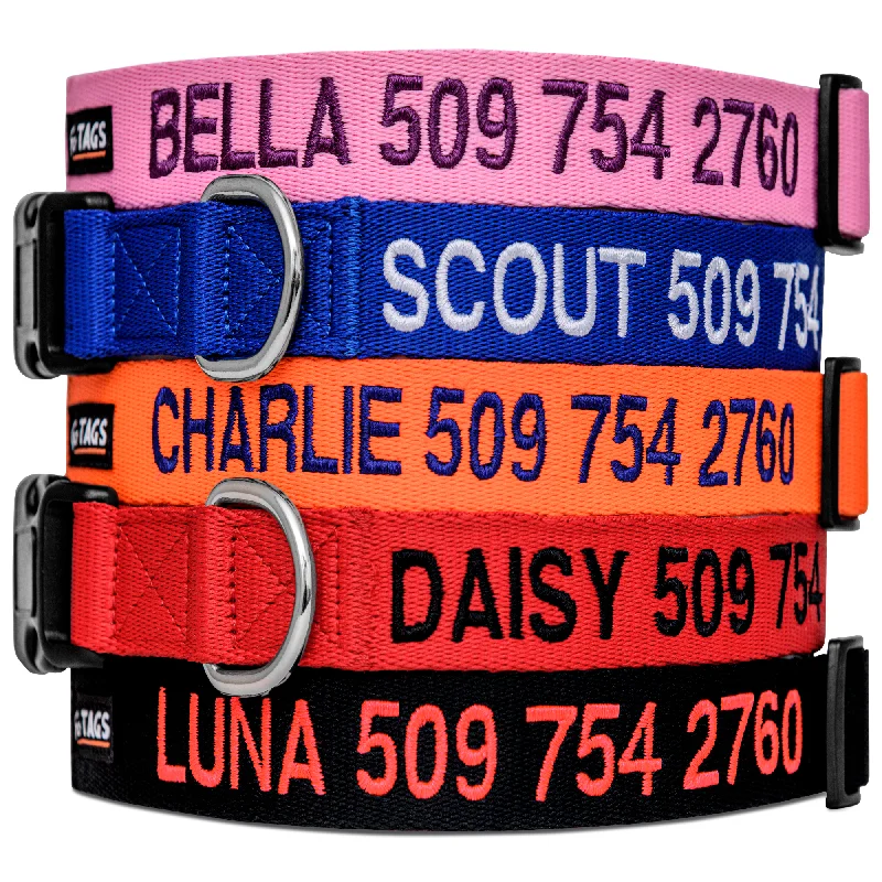 waterproof dog bed-Embroidered Personalized Dog Collar with Quick Release Buckle