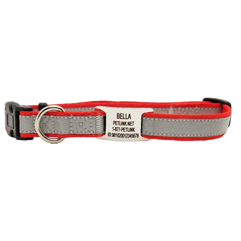 no-pull dog training harness-Personalized Reflective Dog Collars with Slider Tag