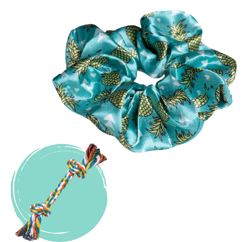 waterproof pet couch cover-Pineapple Satin Scrunchie + Rope Toy - Free Product