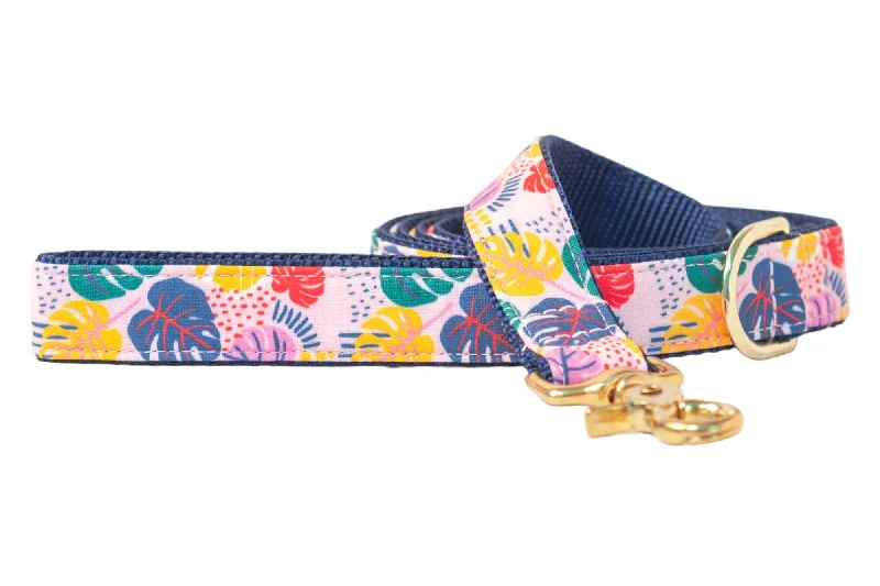 tangle-free dog leash-Pop Art Palms on Navy Dog Leash