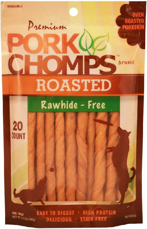 pet grooming tools-Premium Pork Chomps Rawhide Free Roasted Twists Dog Treats