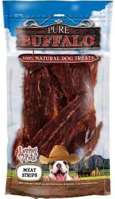 pet-safe houseplants-Pure Buffalo Jerky Meat Strips, 3.5 oz