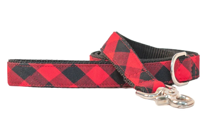 hamster running ball-Red and Black Buffalo Plaid Dog Leash