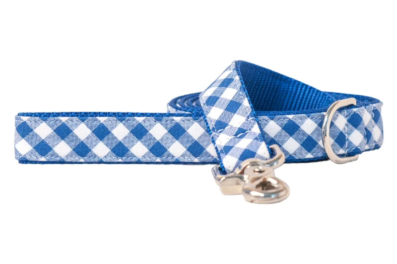 adjustable dog life jacket-Royal Blue Picnic Plaid Dog Leash