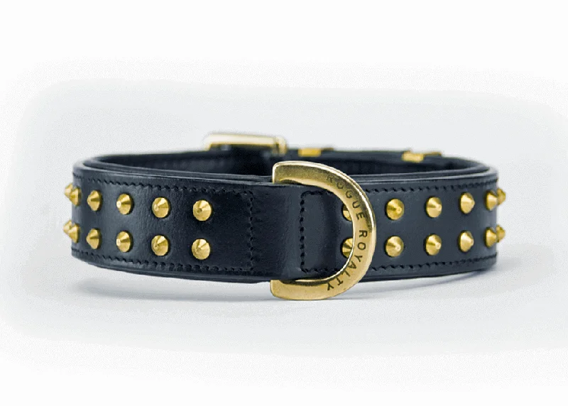 hypoallergenic cat food-Hand Made Leather Dog Collar- RuffNeck Black & Brass (Regular Fit)