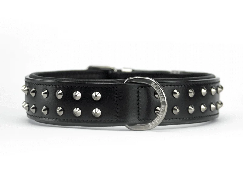 pet-friendly air purifier-Hand Made Leather Dog Collar- RuffNeck Black & Chrome (Regular Fit)