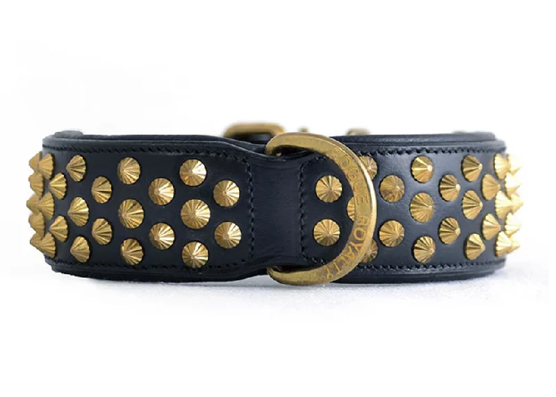 organic dog shampoo-Hand Made Leather Dog Collar - Ruthless Black & Brass (Wide Fit)