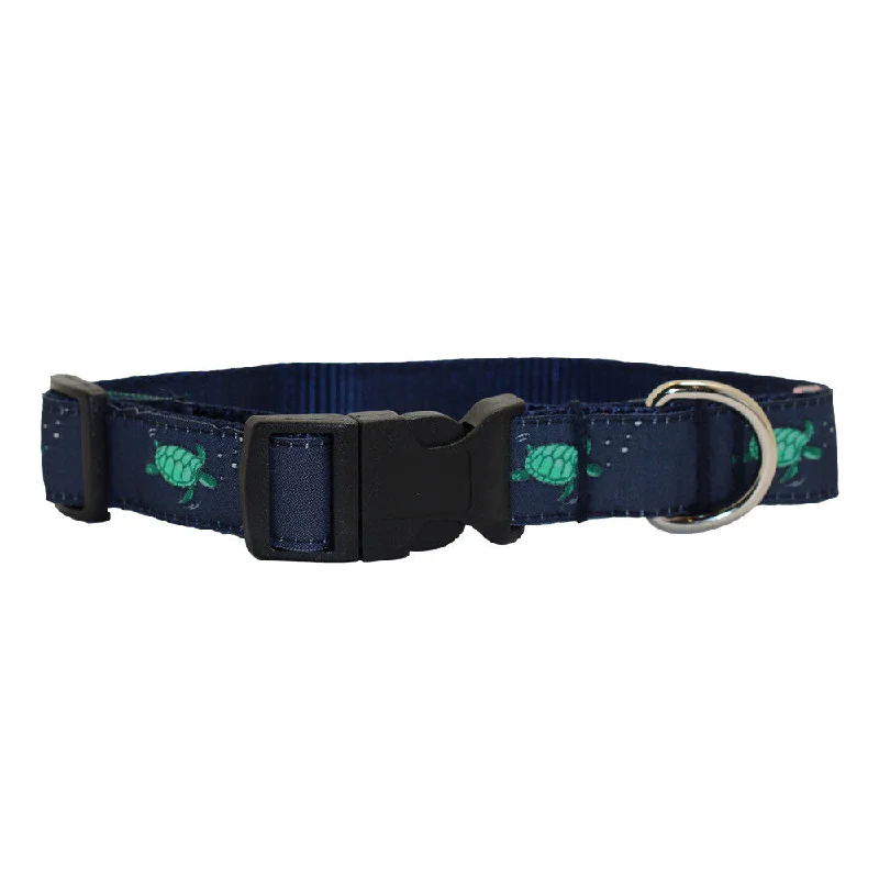 easy-to-clean reptile tank-NOLA Navy Sea Turtle Dog Collar