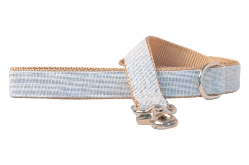 designer dog collar-Sky Blue Linen Dog Leash