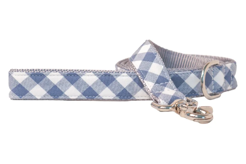 vet-approved pet supplements-Slate Blue Check Dog Leash