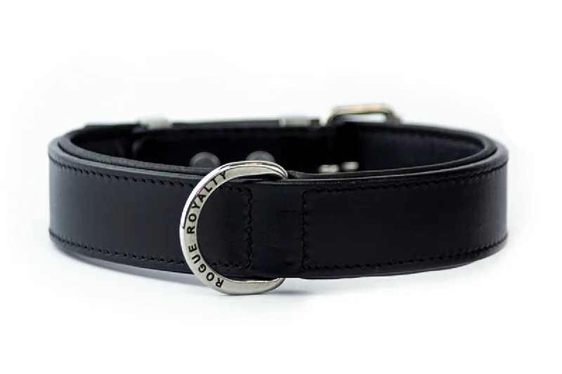 hypoallergenic pet shampoo-Hand Made Leather Dog Collar Black & Chrome Classic (Regular Fit)