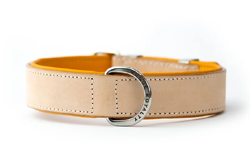 all-natural dog treats-Hand Made Leather Dog Collar- Classic Buckskin & Chrome (Regular Fit)