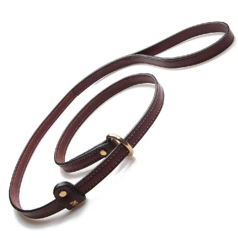 designer dog collar-Leather Slip Leash - Chestnut