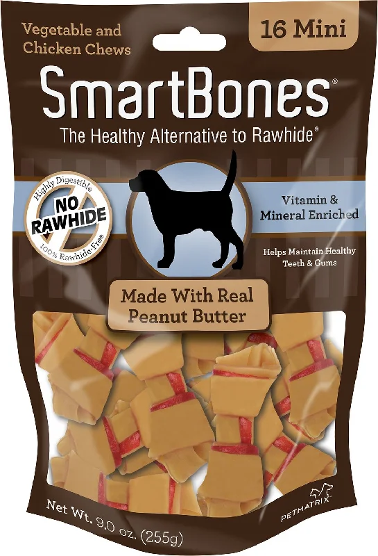 multi-functional pet carrier-SmartBones Mini Peanut Butter Chew Bones Dog Treats