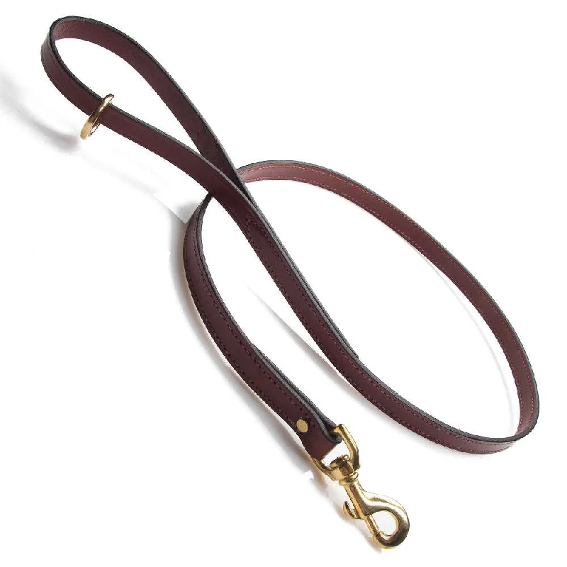 multi-level cat tree-Leather Snap Leash - Chestnut