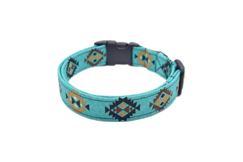 hamster habitat tunnels-Teal Southwest Tribal Dog Collar