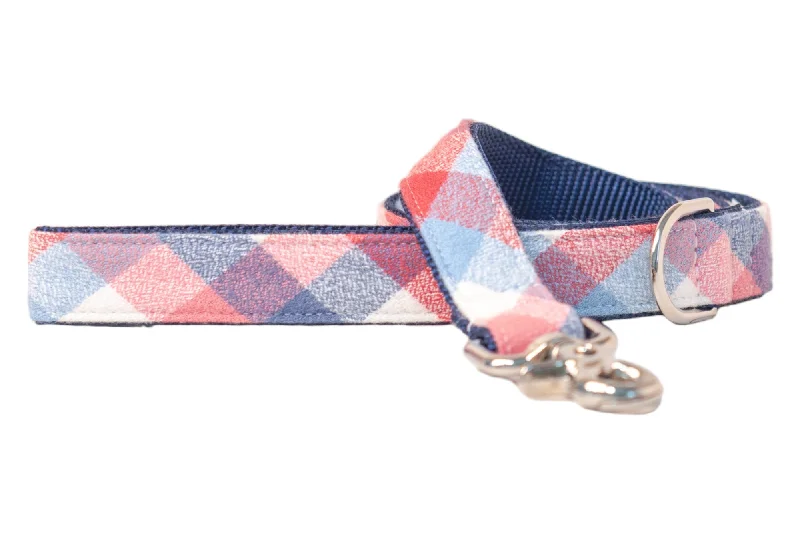 rabbit hay feeder-Telluride Flannel on Navy Dog Leash