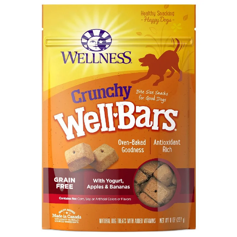 pet dental care kit-Wellness WellBars Crunchy GF Yogurt Apple Banana 8oz Treats