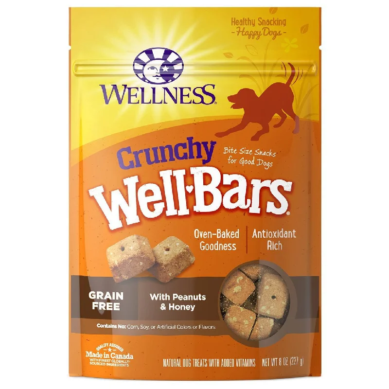 chew-resistant dog bed-Wellness WellBars Crunchy Wheat Free Peanuts And Honey 8oz Treats