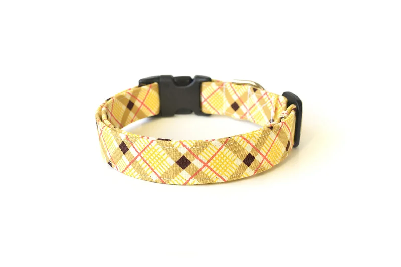 hamster maze habitat-Yellow Plaid Dog Collar