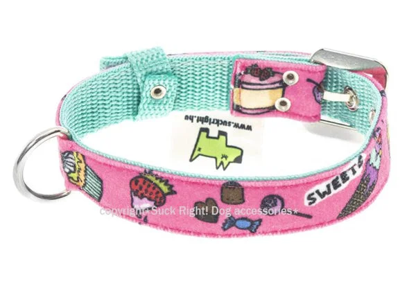 pet seatbelt attachment-Candy Shop Pink Dog Collar