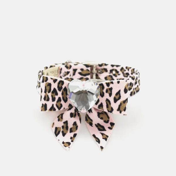 Cheetah Couture Tail Bow Heart Collar