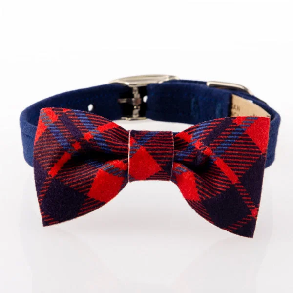 rabbit grooming kit-Scotty Bow Tie Collar Chestnut Plaid