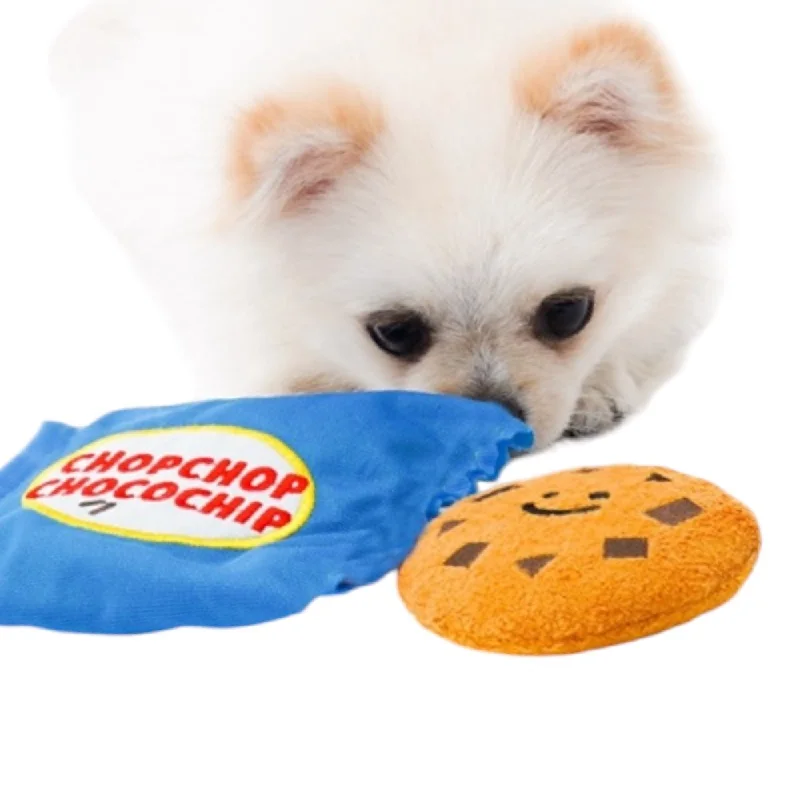 heavy-duty dog tie-out-Talking Dog Club Chocolate Chip Cookie Interactive Plush Toy for Dogs (Blue)